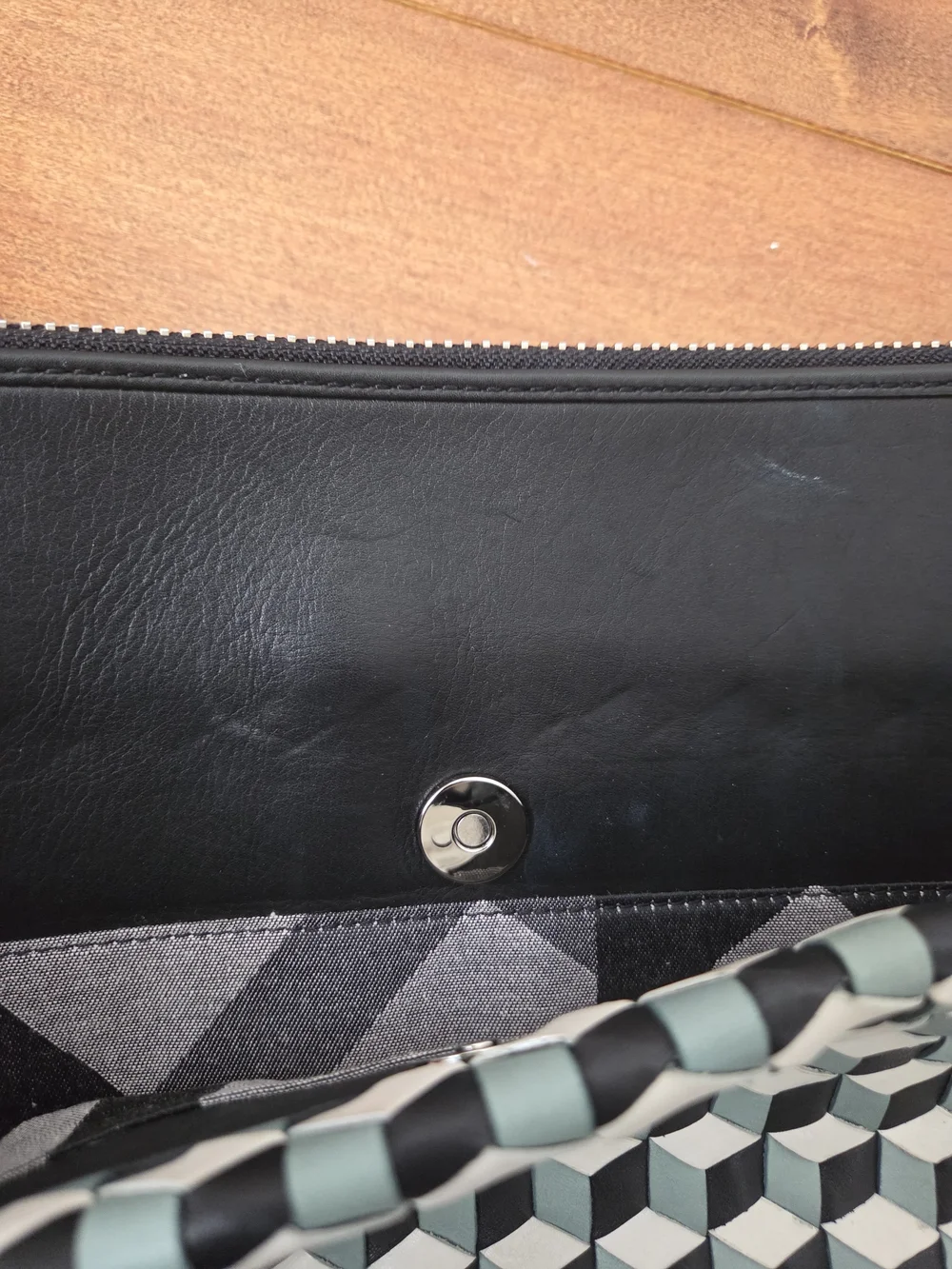Christopher Kon Vintage Black Geometric Pattern Women's Clutch
